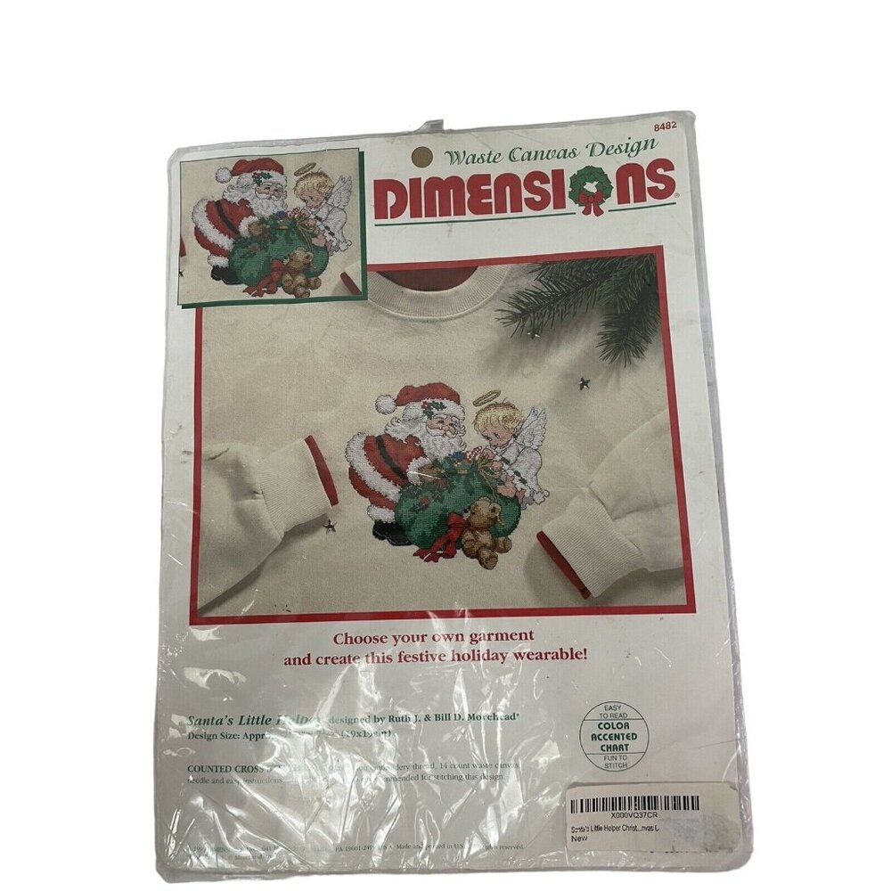 Dimensions ~ Santa's Little Helper Cross Stitch Waste Canvas Kit #8482 ~ NEW